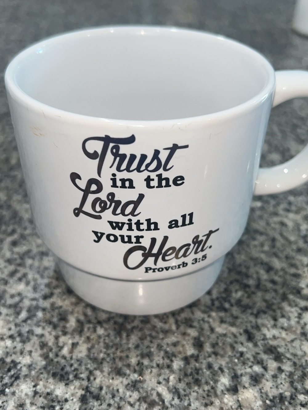 Signature White Mug with Black Inspirational Scripture Text
